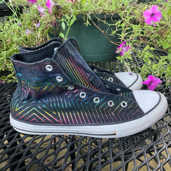 Classic Converse Cool Multicolor Iridescent All Star High Top Sneaker! - Picture 9 of 15